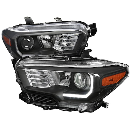 Spec-D Tuning 16-18 Toyota Tacoma Projector Headlights With LED Black 2LHP-TAC16JM-V2-GO